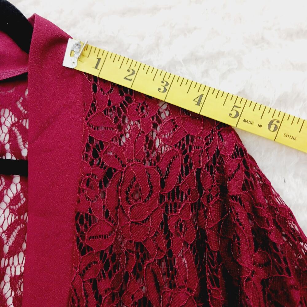 Elegant Red Lace Women's Blouse - Picture 6 of 13
